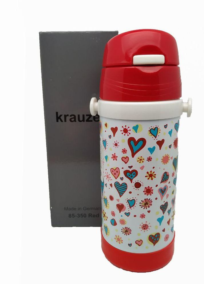 Термокружка детская 350 мл с трубочкой белый с красным арт. 85-350RED Krauzer (265215037)