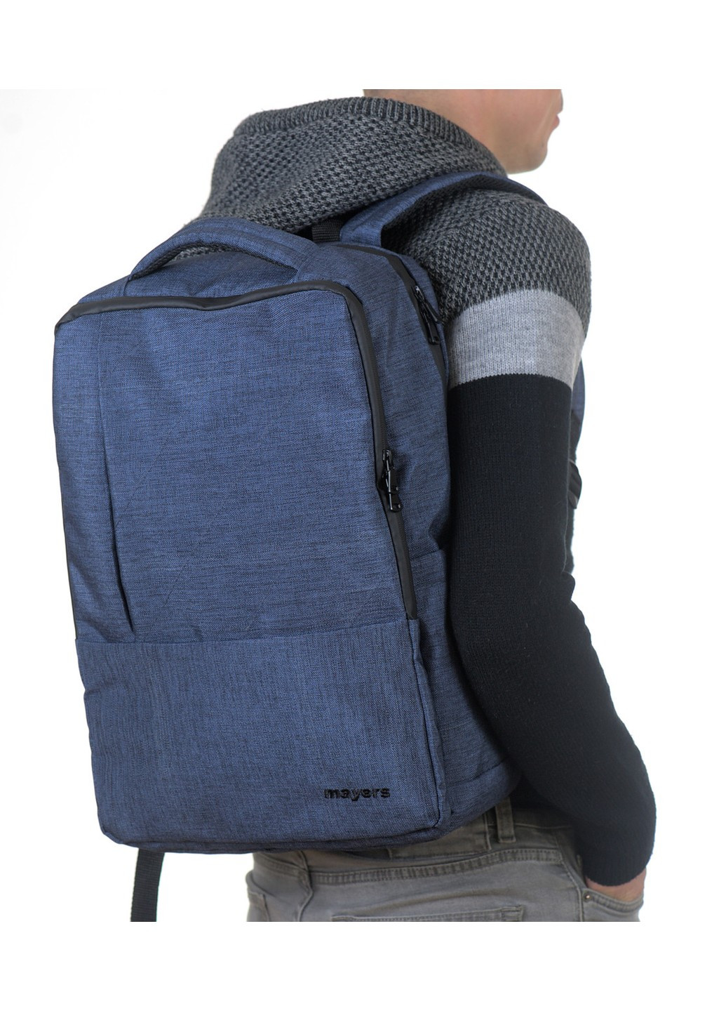 Однотонный синий вместительный средний рюкзак с большим количеством карманов водонепроницаемый прочный No Brand (258591345)
