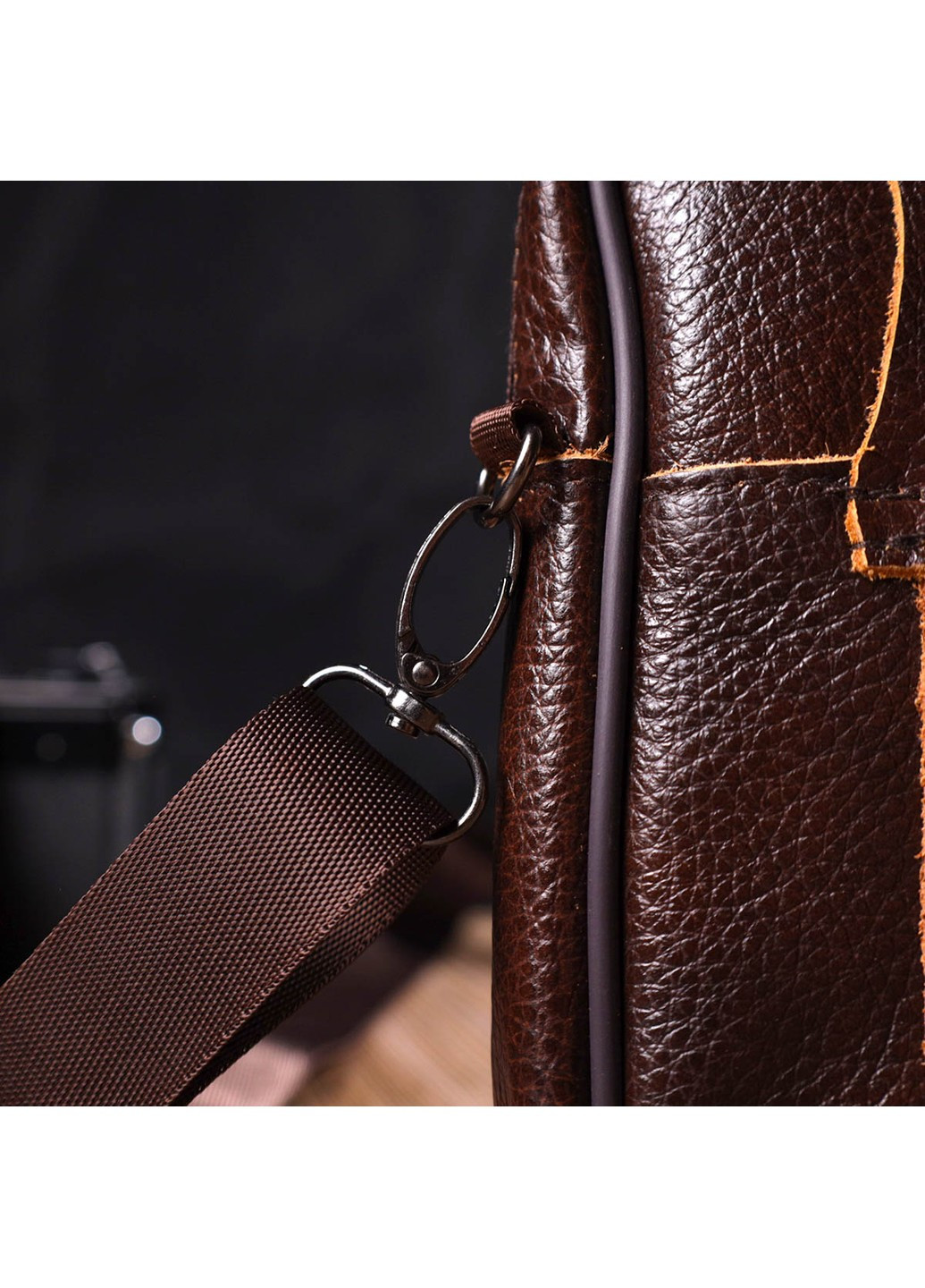 Компактна сумка чоловіча на пояс із натуральної шкіри 21484 Коричнева Vintage (260360815)