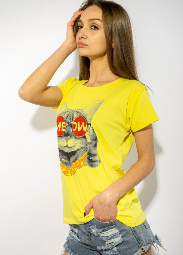 Бесцветная летняя стильная женская футболка (лимонный) Time of Style