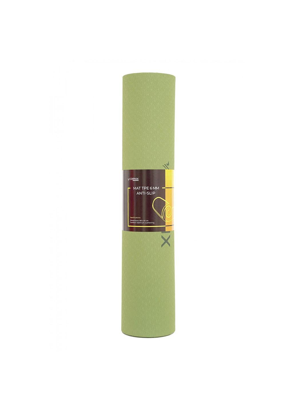 Коврик спортивный Cornix TPE 183 x 61 x 0.6 cм для йоги и фитнеса XR-0008 Green/Grey No Brand (260378600)