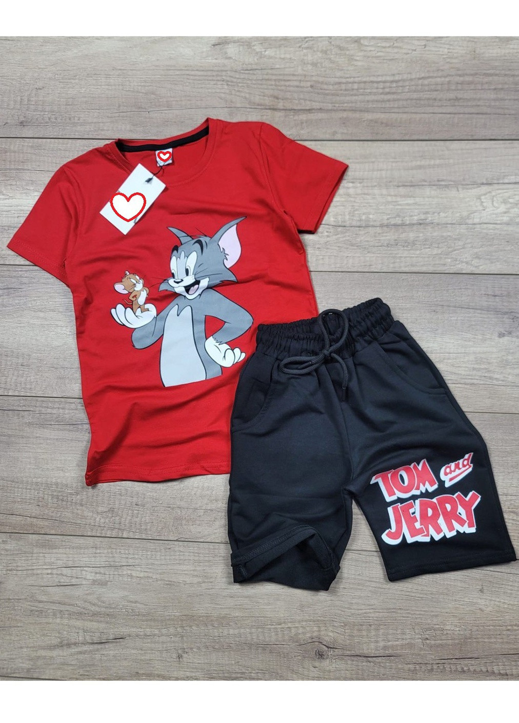 Красный летний костюм легкий (футболка, шорты) том и джерри (tom and jerry) Disney