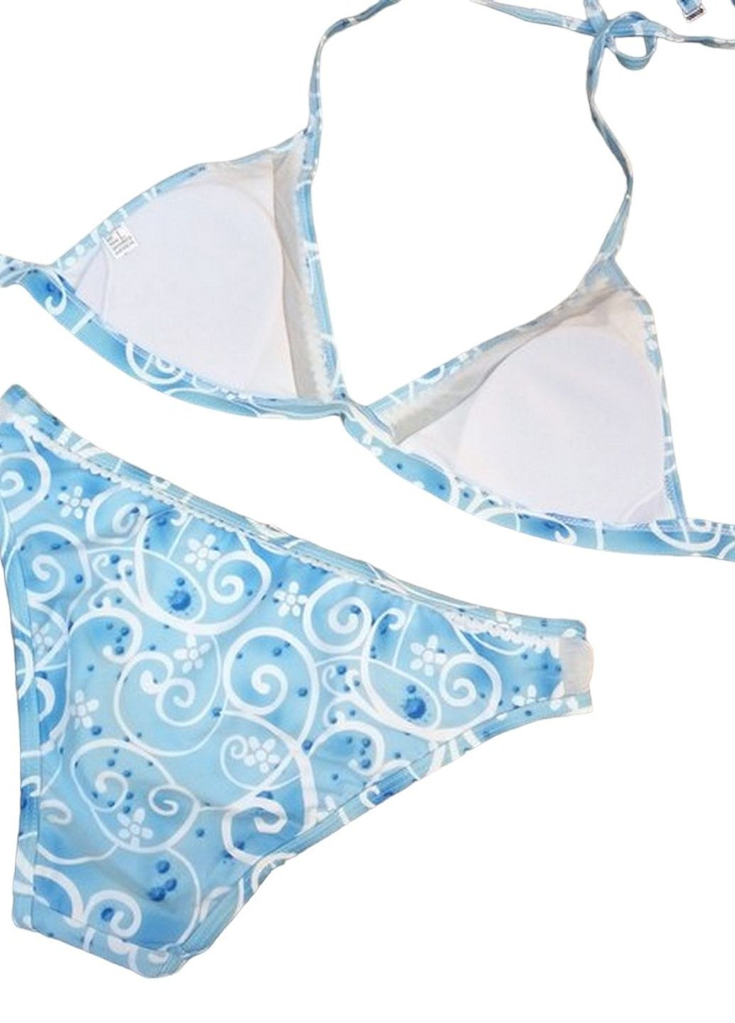 Голубой летний купальник раздельный с прозрачными вставками на плавках женский раздельный стильный красивый раздельный No Brand 3244