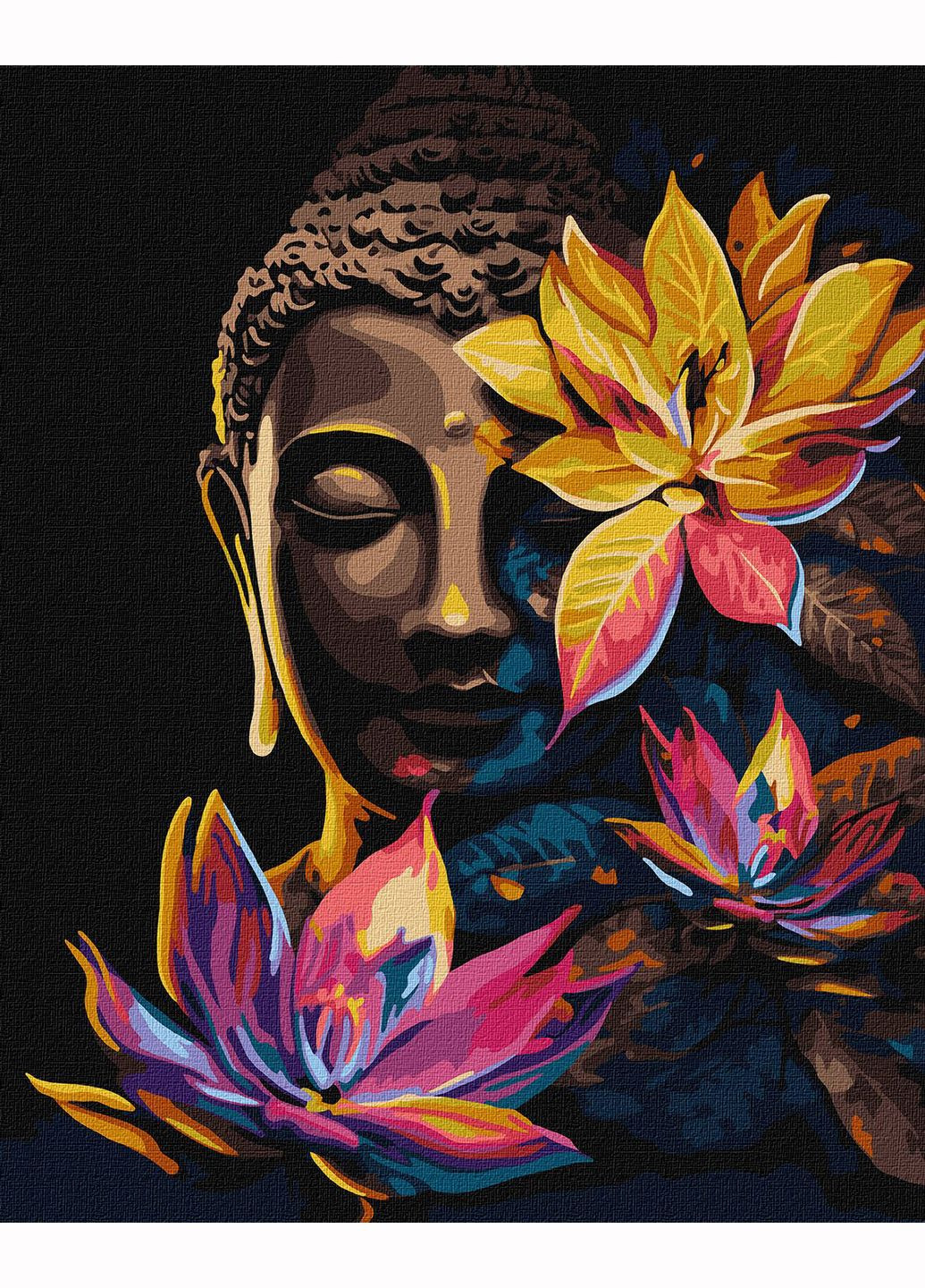 Картина по номерам 40х50 ИИДЕЙКА Будда с лотосами с красками металлик Ідейка (278017886)