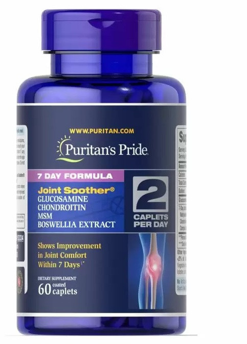 Puritan's Pride 7 Day Formula Joint Soother Glucosamine, Chondroitin, MSM & Boswellia 60 Caplets Puritans Pride (258499301)