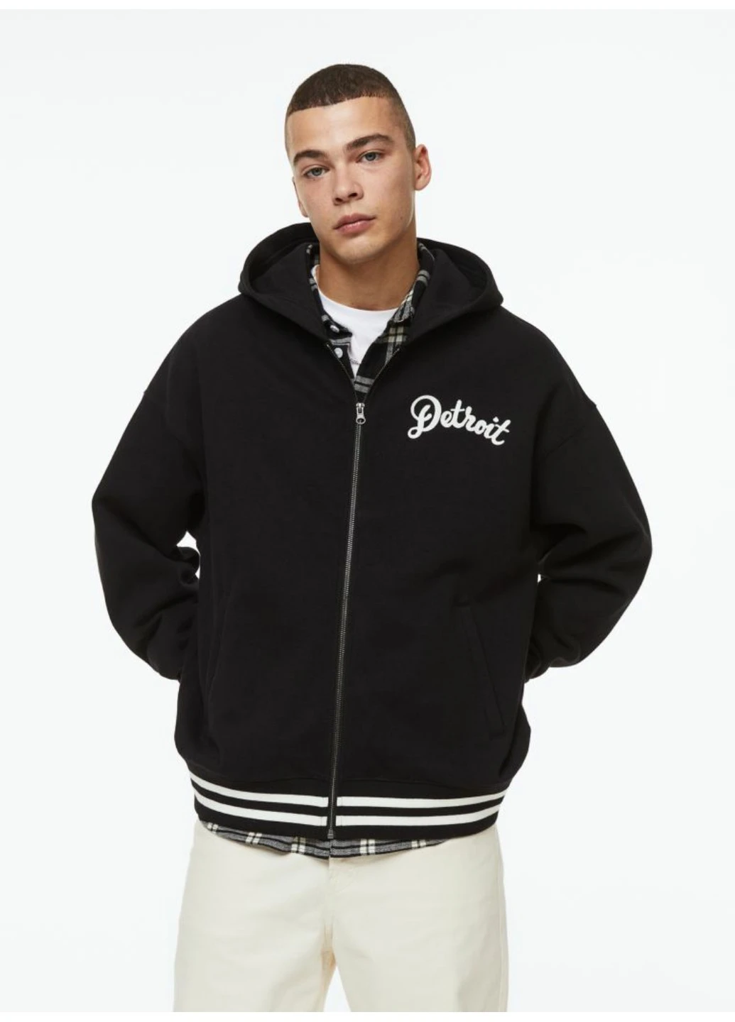 Черный мужское худи oversized fit (55564) s черное H&M (261762903)