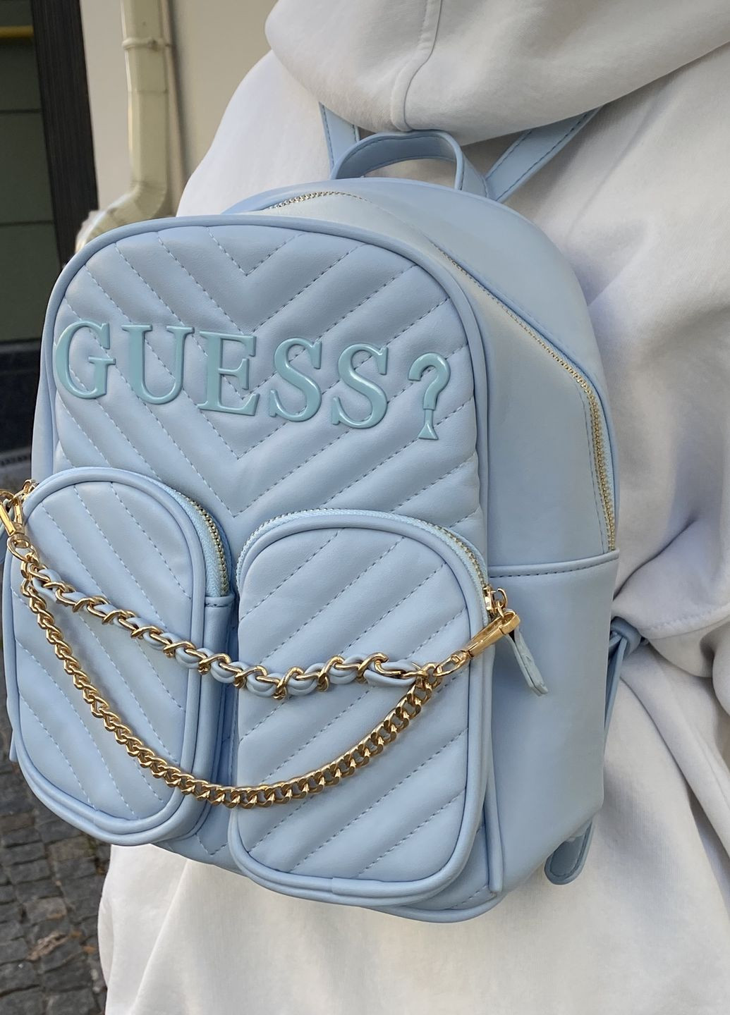 Женский рюкзак голубой Guess (275864273)
