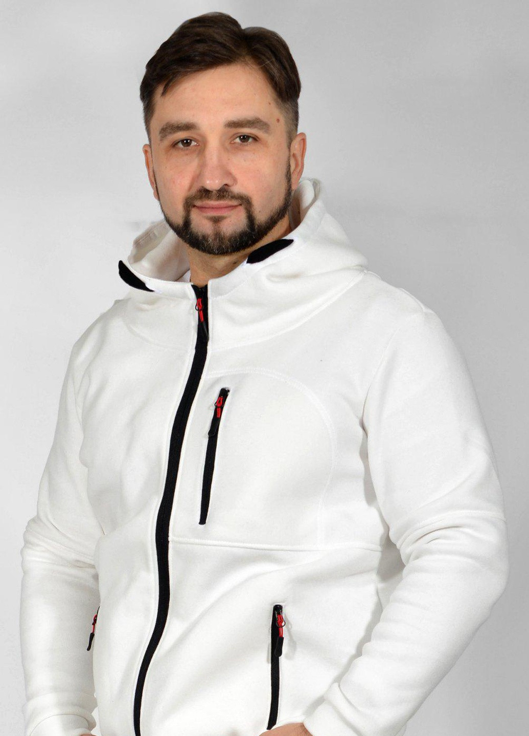 Белая чоловічі куртки та пальто стильна куртка на флісі (50421) Lemanta