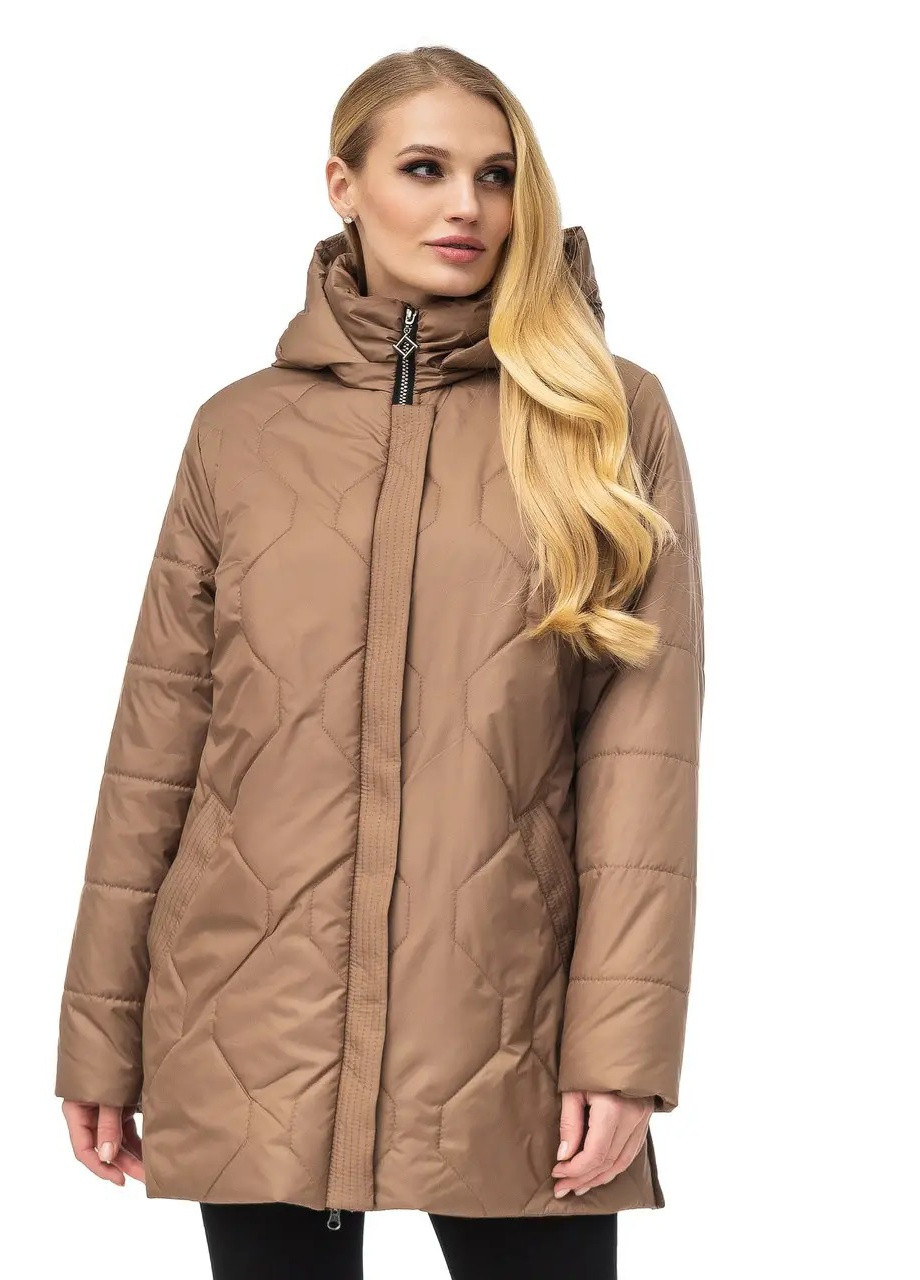 Гірчична демісезонна жіноча куртка великі розміри DIMODA Сучасна куртка від українського виробника
