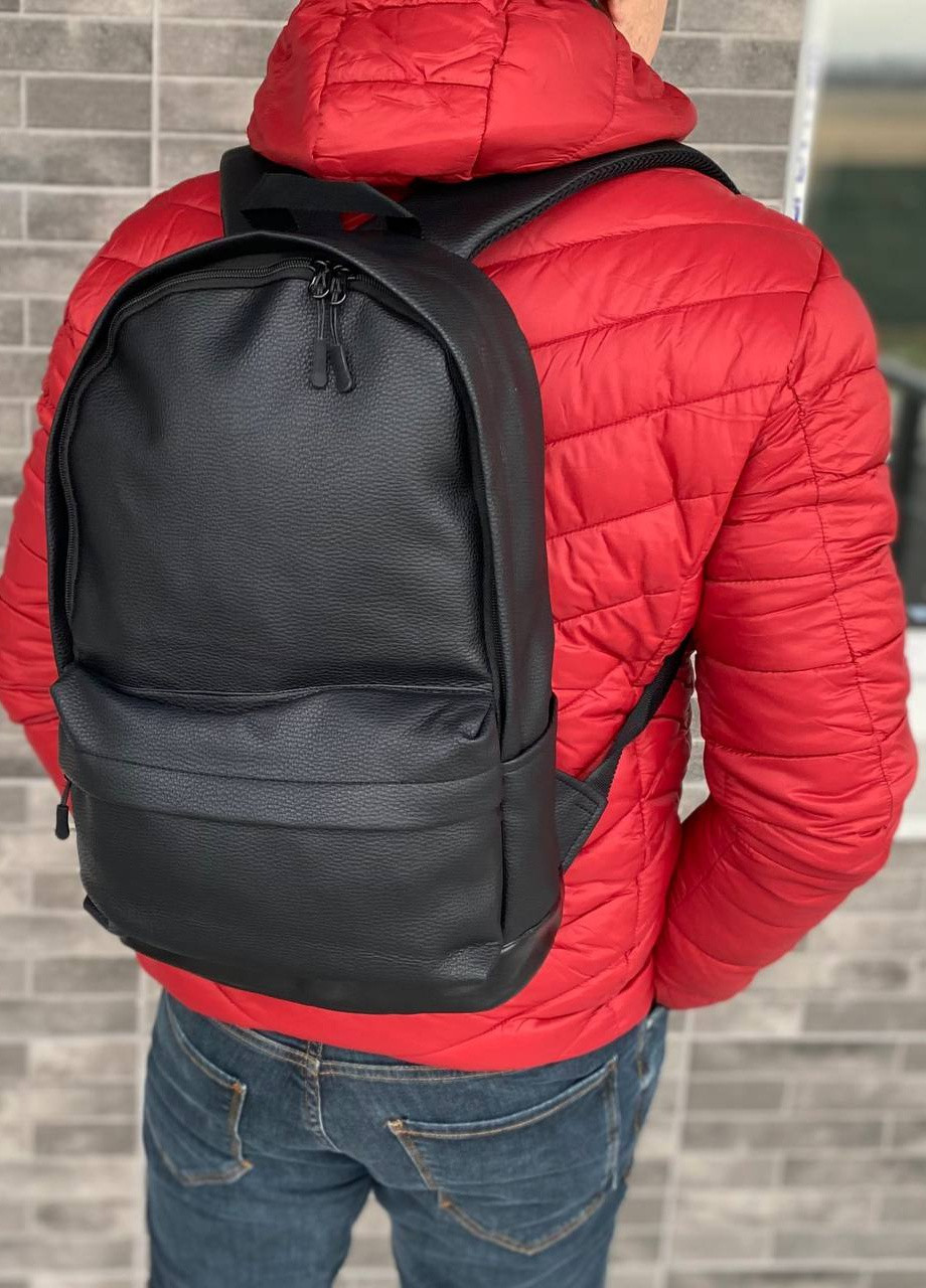 Чорний міський рюкзак портфель екокожу Town Style фактурний чоловічий жіночий унієрсальний No Brand (258243777)
