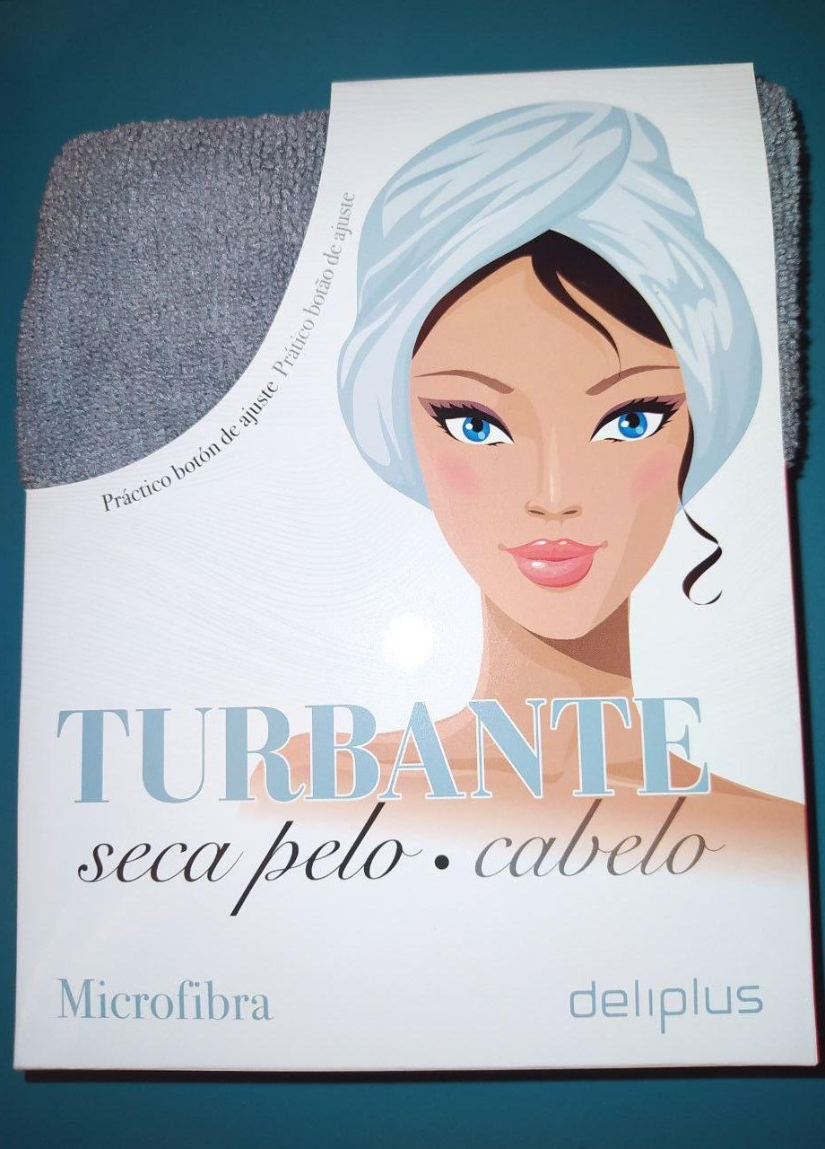 Deliplus полотенце тюрбан для сушки волос серй dry hair turban сірий виробництво -