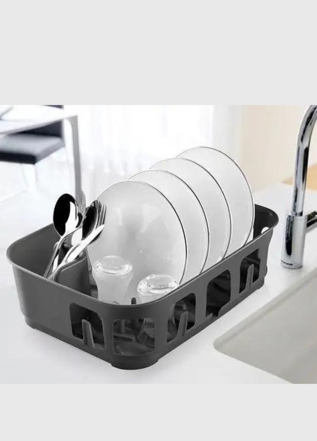 Сушилка для посуды EP-200 пластиковая 38,5х28,5х10.5 см серая Emhouse (268745230)