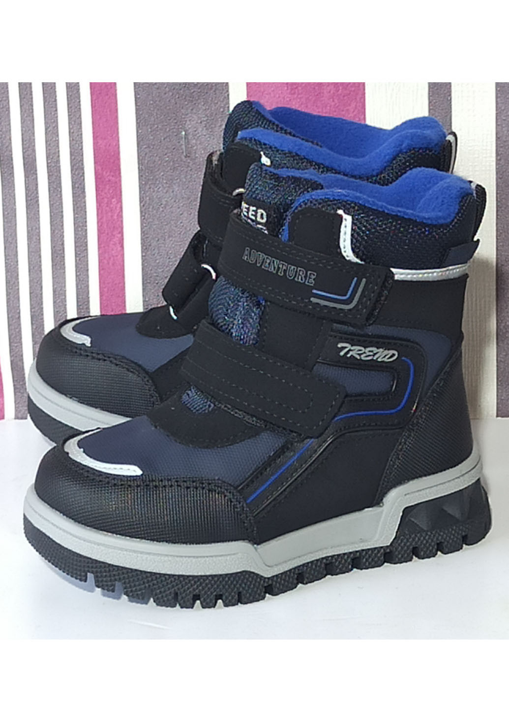 Синие повседневные зимние детские зимние ботинки для мальчика на овчине том м 10806д синие Tom.M