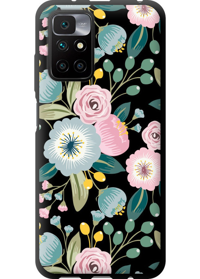 TPU черный чехол 'Цветочные обои v2' для Endorphone Xiaomi Redmi 10 (258089626)
