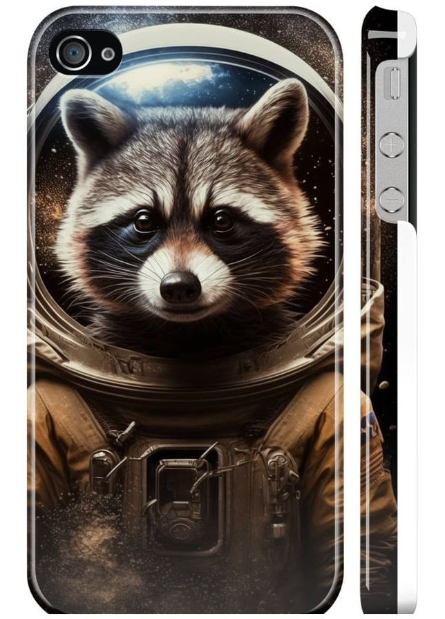 3D пластиковый глянцевый чехол 'Raccoon austronaut' для Endorphone apple iphone 4 (276319432)