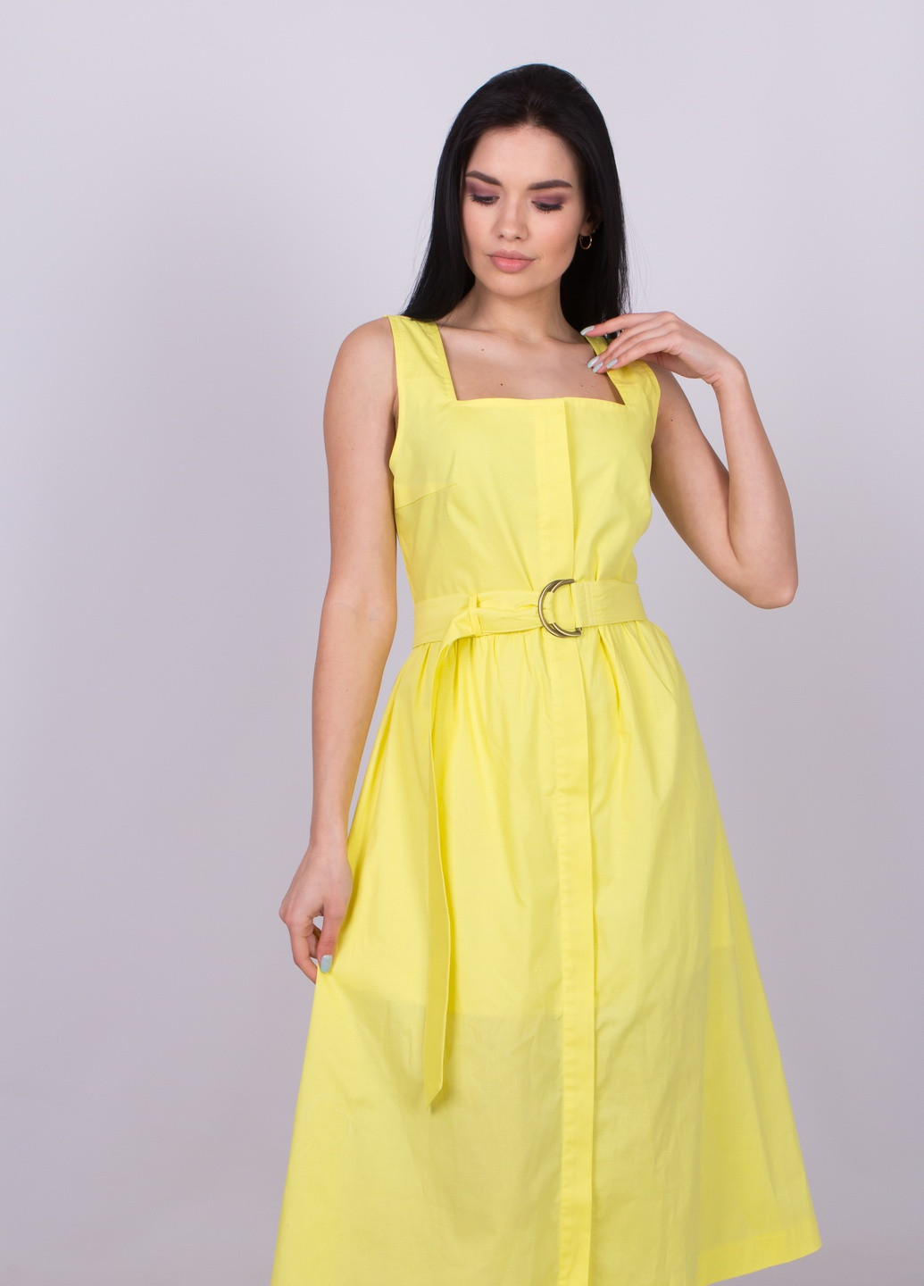 Желтое повседневный женское летнее платье SK