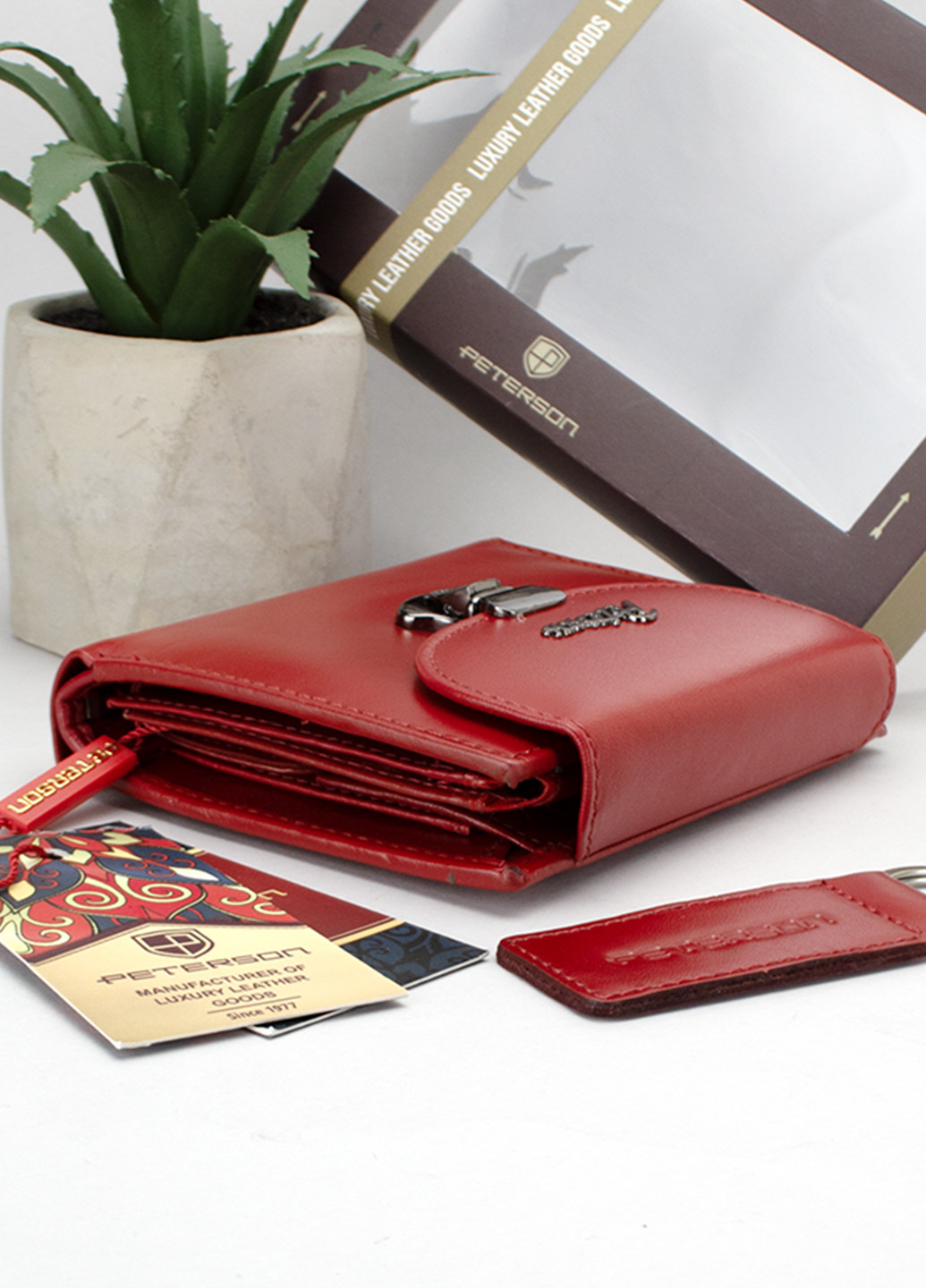 Подарунковий набір жіночий D-19-KCS червоний (гаманець та брелок) Peterson (263606851)