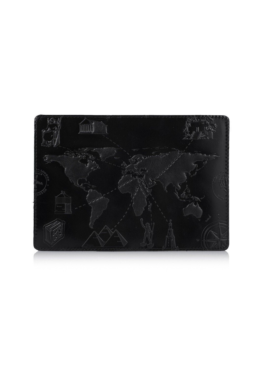Обкладинка для паспорта зі шкіри HiArt PC-01 Crystal Panther 7 wonders of the world Чорний Hi Art (268371327)