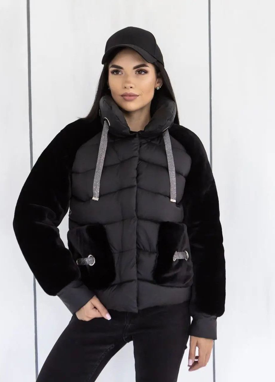 Черная зимняя женская зимняя куртка SK