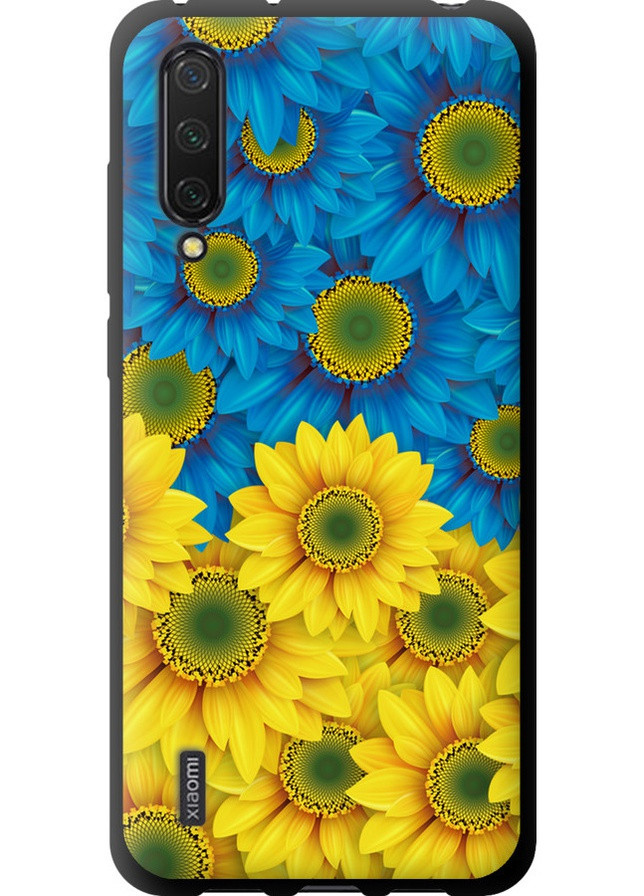 TPU чорний чохол 'Жовто-блакитні квіти ' для Endorphone Xiaomi Mi 9 Lite (257836778)