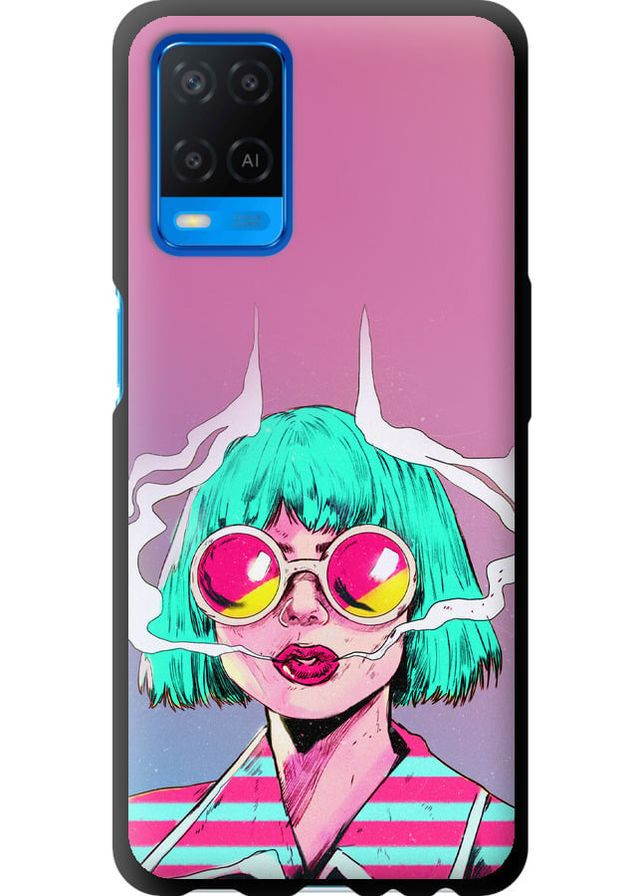 TPU чорний чохол 'Поп арт дівчина' для Endorphone Oppo A54 (276191936)