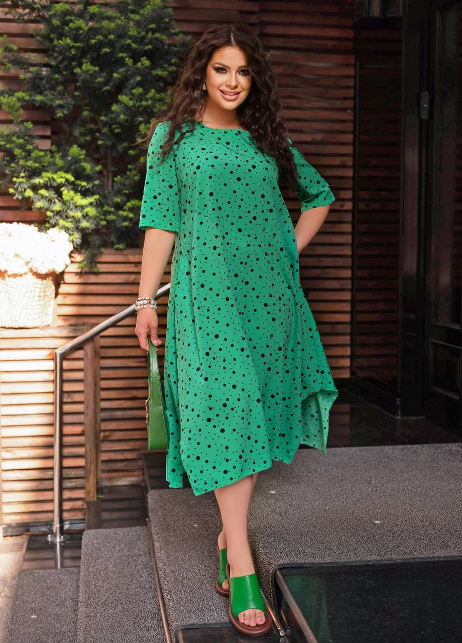 Зеленое женское платье свободного кроя цвет салатовый р.50/52 434700 New Trend