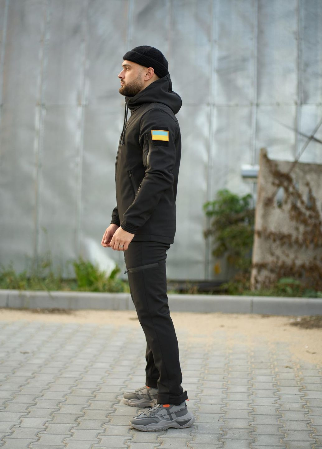 Чорний зимній костюм чоловічий No Brand