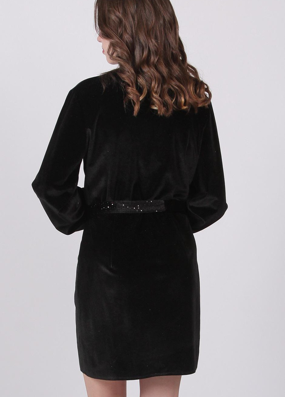 Черное платье женское 127 однотонный велюр черное Актуаль