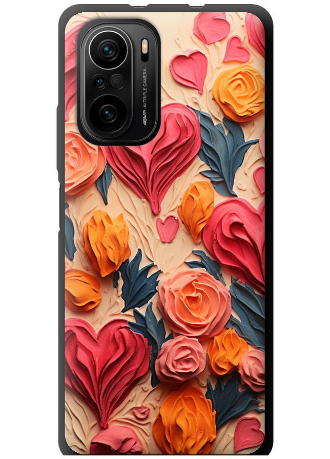 TPU черный чехол 'Сердечки 3' для Endorphone Xiaomi Poco F3 (267237791)