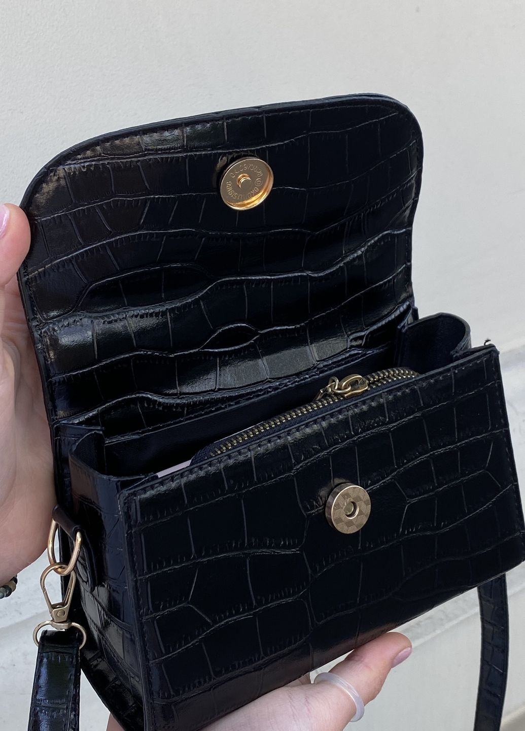 Женская сумка кросс-боди рептилия черная No Brand (270746093)