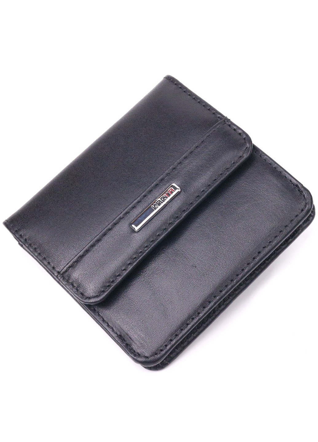 Компактний жіночий гаманець із натуральної гладкої шкіри 21432 Чорний Karya (258286323)