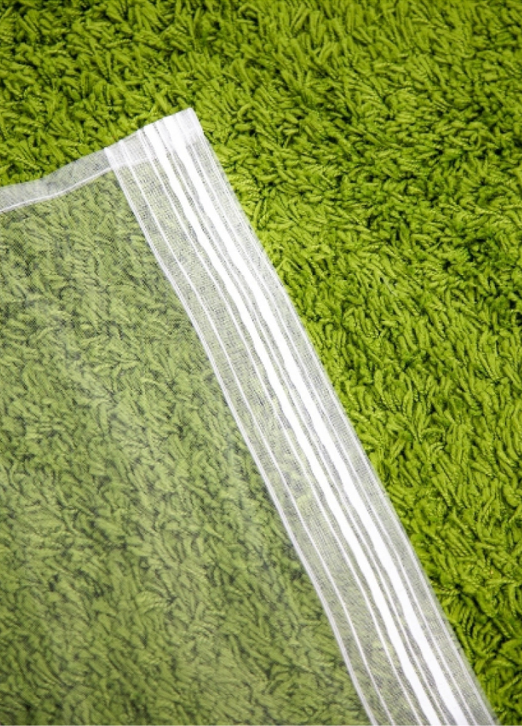 Готовый тюль, ширина 300 см, высота 230 см, рисунок полосками белый с зеленым No Brand (259296800)