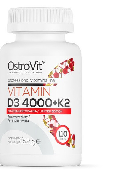 Вітамін D3 4000+K2 Vitamin D3 4000+K2 110 tabl Ostrovit (259635606)