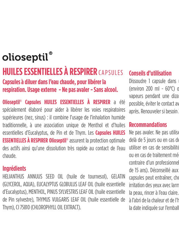 HUILES ESSENTIELLES A RESPIRER 15 Caps Olioseptil (258498842)