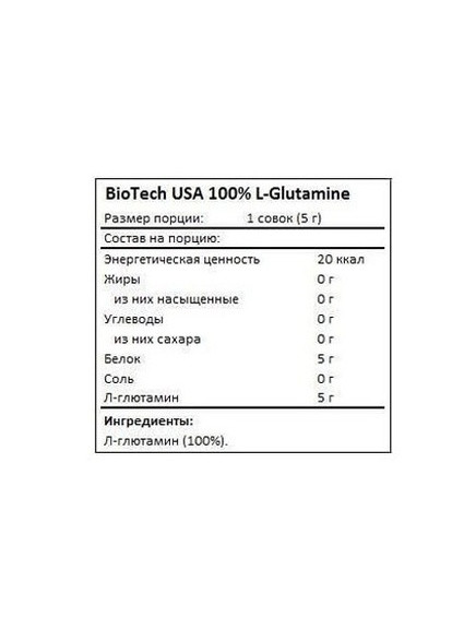 100% L-GLUTAMINE 240 g /48 servings/ Biotechusa (257079565)