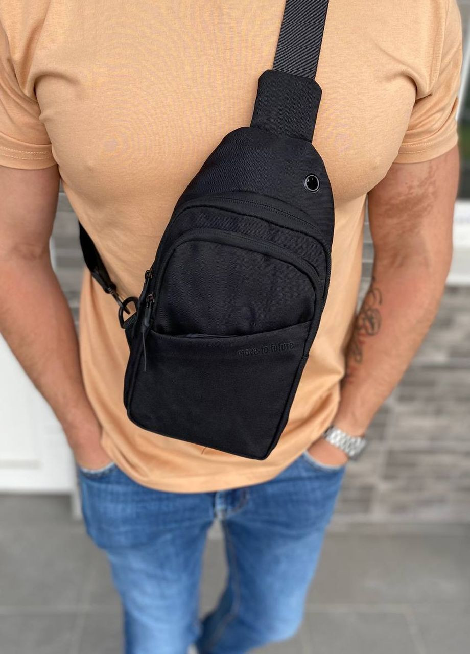 Мужская нагрудная сумка слинг бананка Move to future 15*5*29 - nv33 No Brand (267809599)
