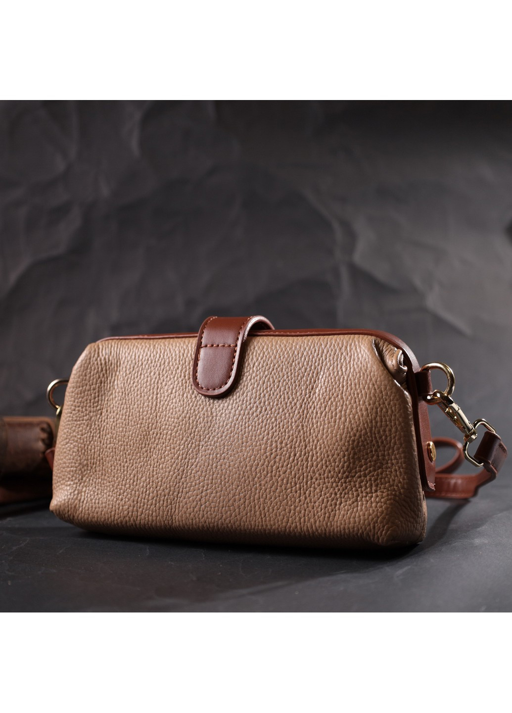 Стильний клатч з цікавою клямкою з натуральної шкіри 22423 Бежевий Vintage (276461740)