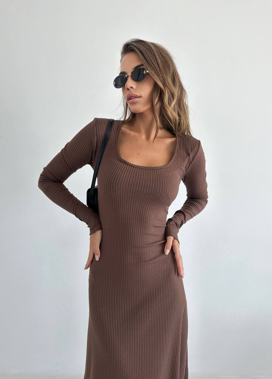 Коричнева повсякденний сукня а-силует Garna однотонна