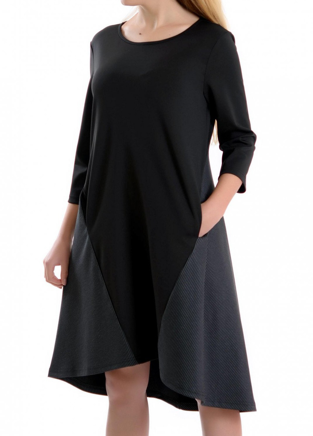 Чорна сукнi норма сукня з кишеньками із трикотажної тканини (ут000041128) Lemanta