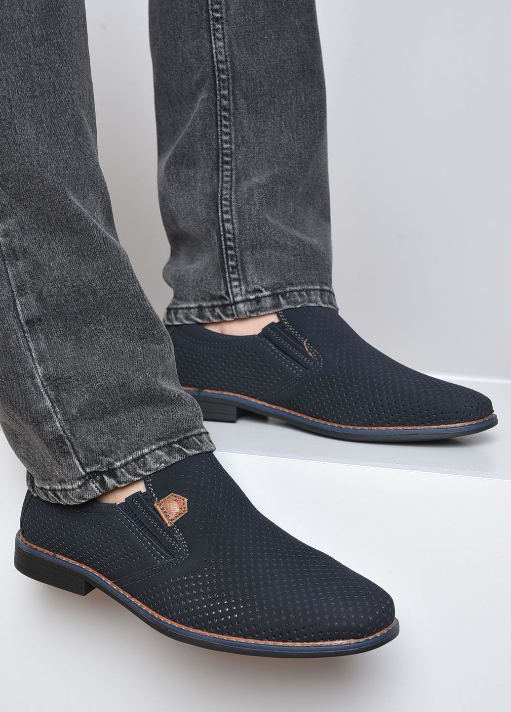 Туфлі чоловічі темно-синього кольору Let's Shop (260416058)