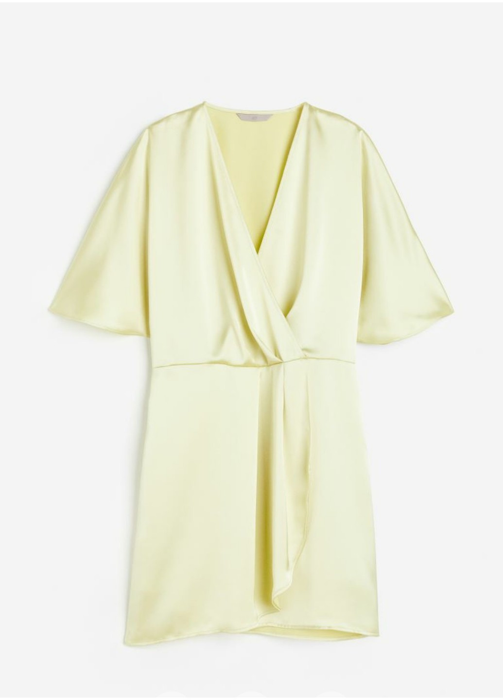 Смарагдова коктейльна жіноча атласна сукня на запах н&м (55844) xs світло-зелена H&M
