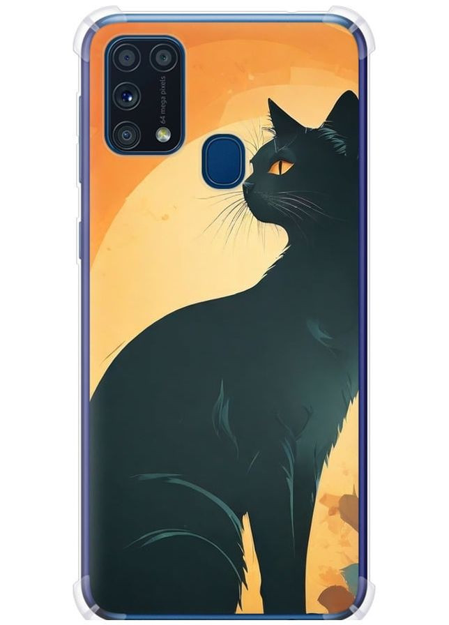 Силіконовий протиударний с посиленими кутами чохол 'Чорна кішка' для Endorphone Samsung Galaxy M31 M315F (275647804)
