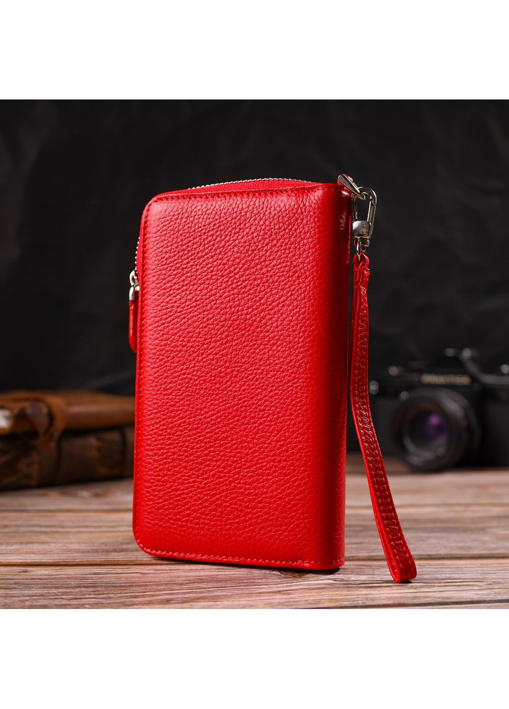 Яркий кошелек-клатч для женщин из натуральной кожи 21619 Красный Canpellini (259815785)