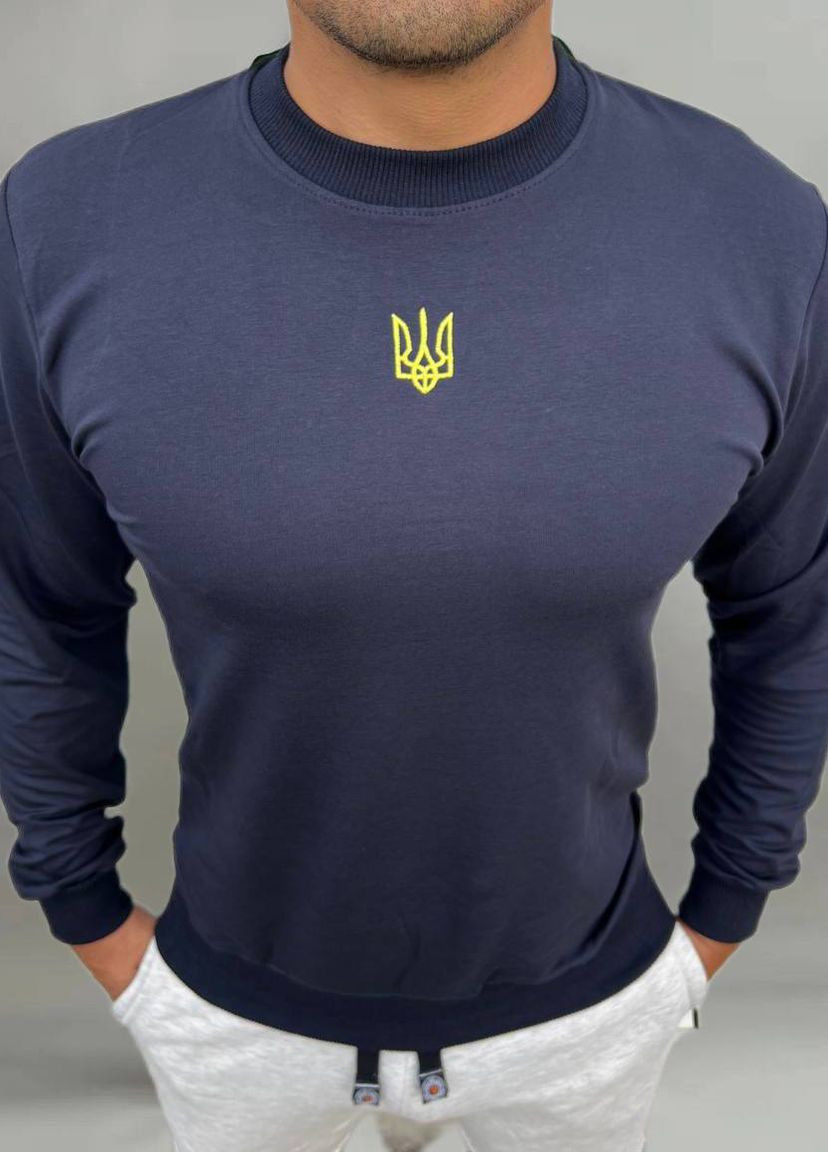 Темно-синий мужской свитшот патриотический однотонный без декора (267229966)