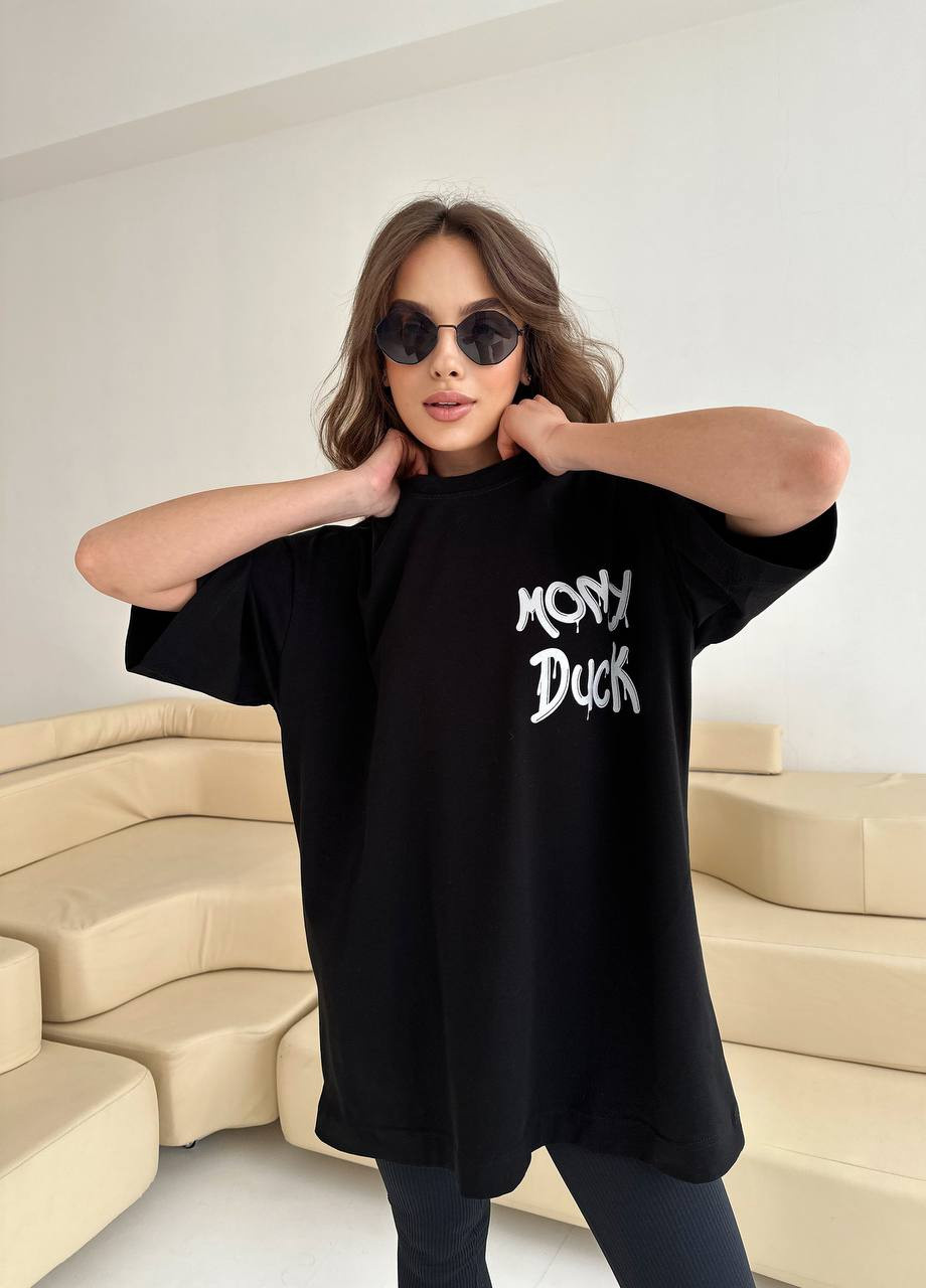 Черная женская футболка кулир No Brand