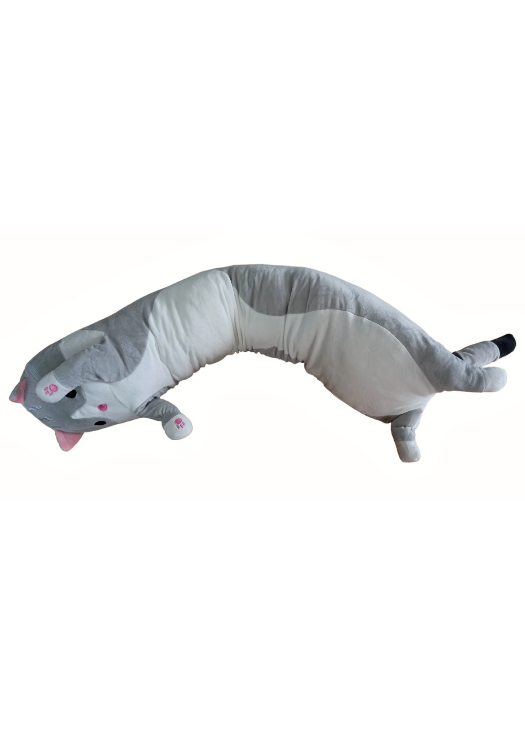 Кот батон мягкая игрушка антистресс подушка плюшевый котик обнимашка 50 см серый No Brand (264834478)