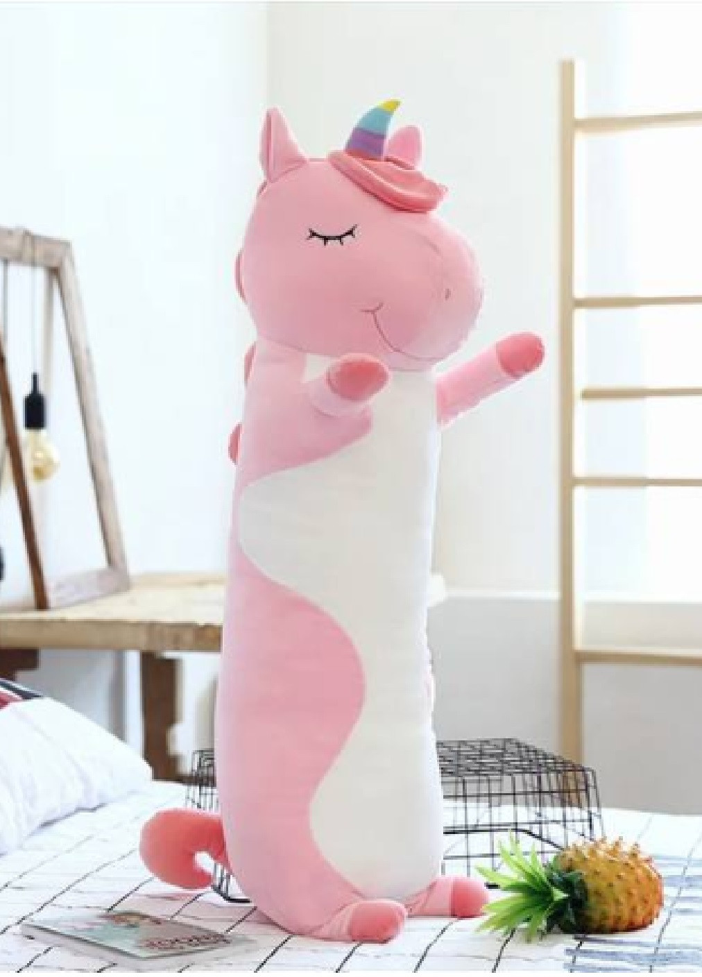 М'яка іграшка обіймашка подушка антистрес довгий плюшевий єдиноріг Батон 70 см (476054-Prob) Рожевий Unbranded (275991853)