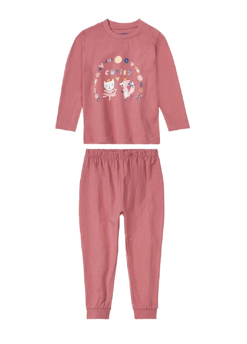 Темно-розовая всесезон пижама реглан + брюки Lupilu