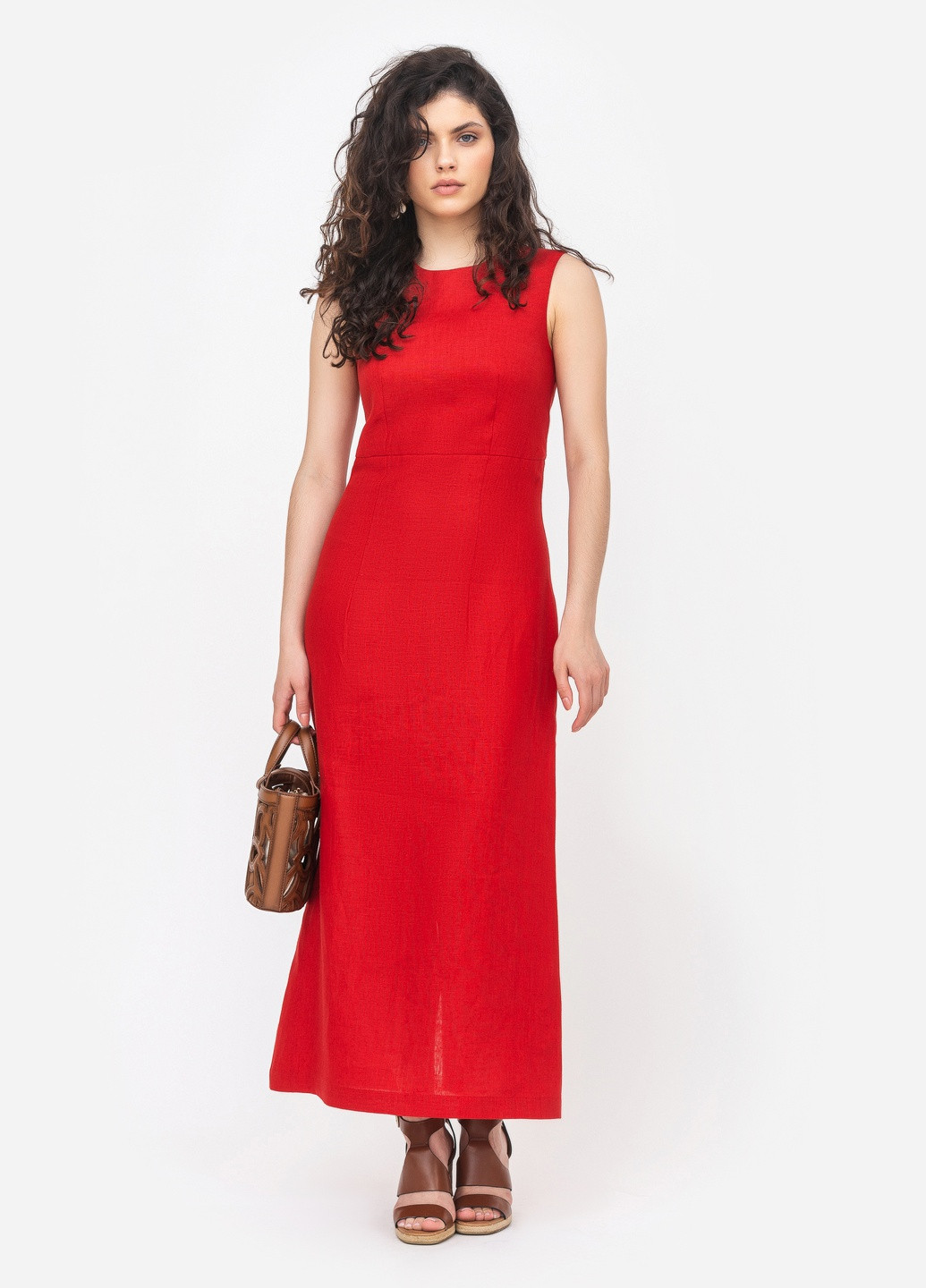 Червона повсякденний сукня міді приталена червона футляр MORANDI однотонна
