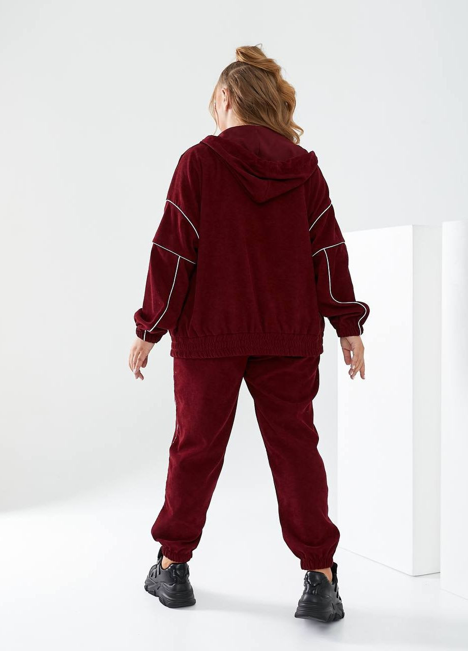 Жіночий прогулянковий костюм з вельвету колір бордо р.48/50 440501 New Trend (261486540)